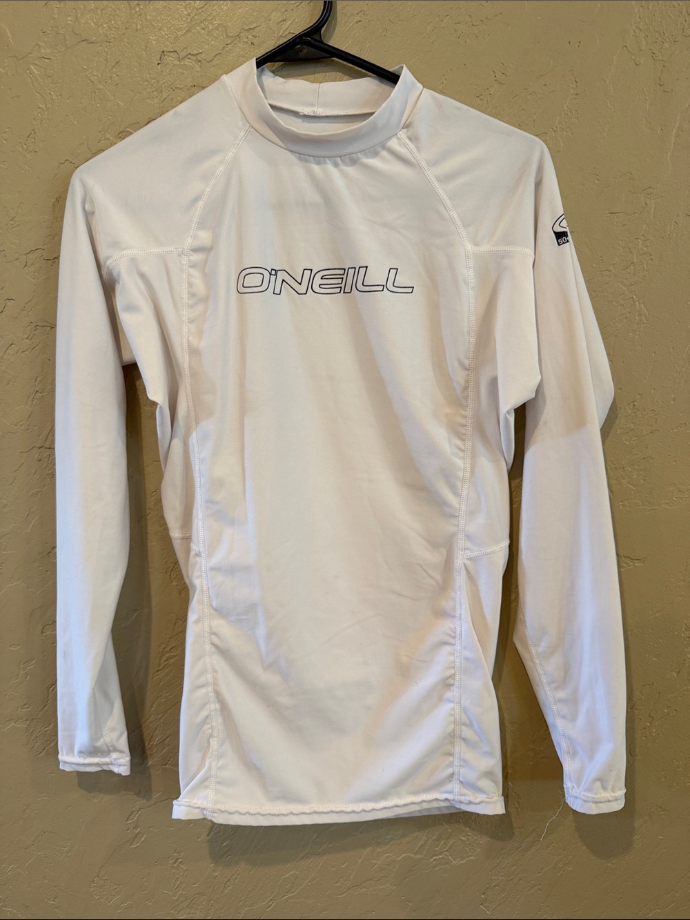 O'Neill Men's White Long-Sleeve Rash Guard with Logo